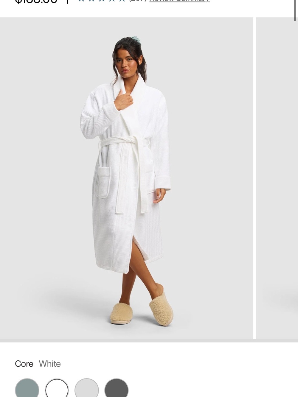 Classic White Waffle Robe with Tie Belt - Women